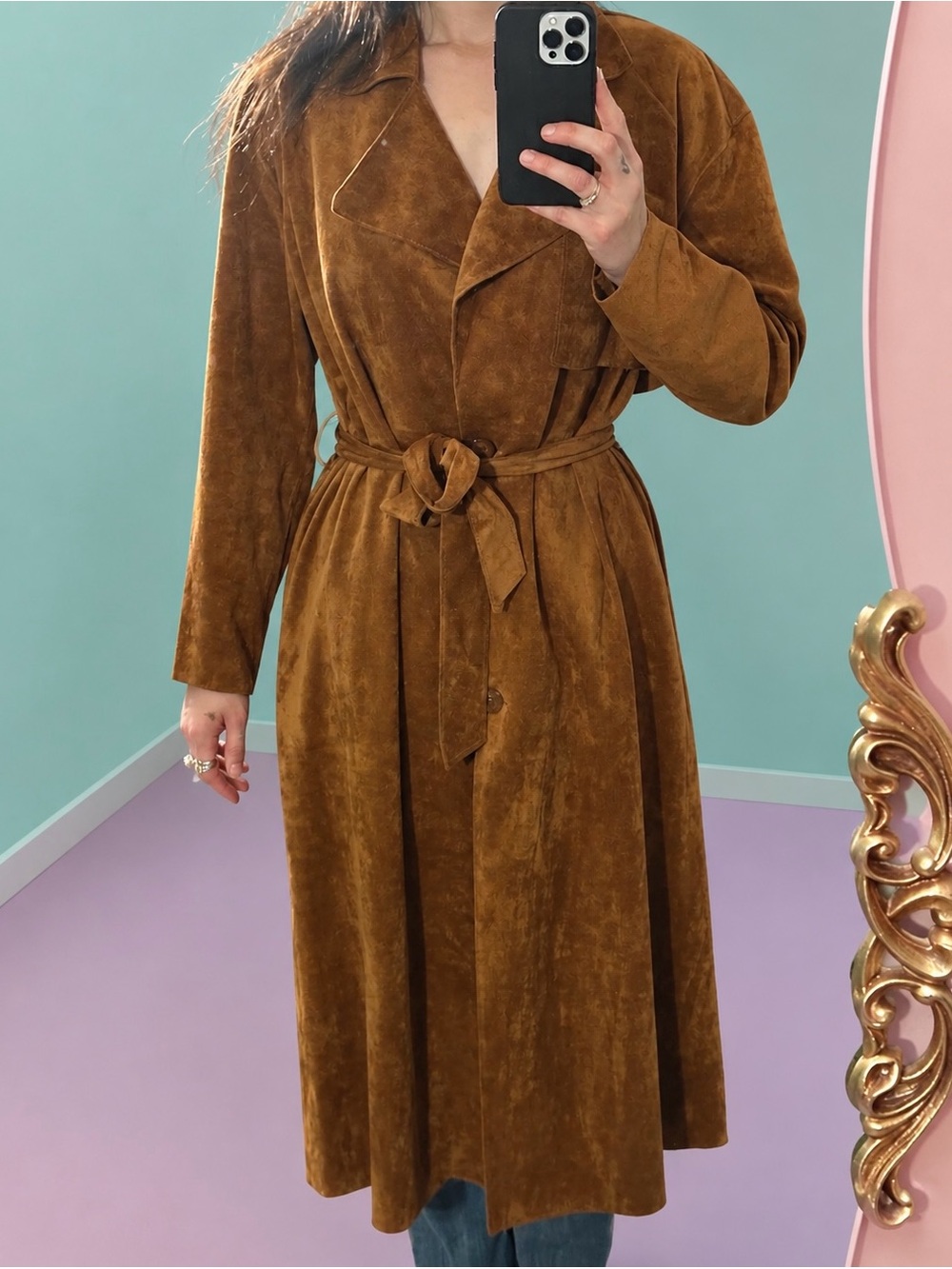 Women's Brown Suede Trench Coat NWOT
